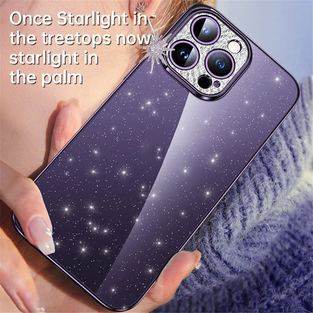 SULADA XingZuan Series For iPhone 15 Pro Glitter Phone Case Rhinestone Decor Electroplating Soft TPU Back Cover - Black - 2