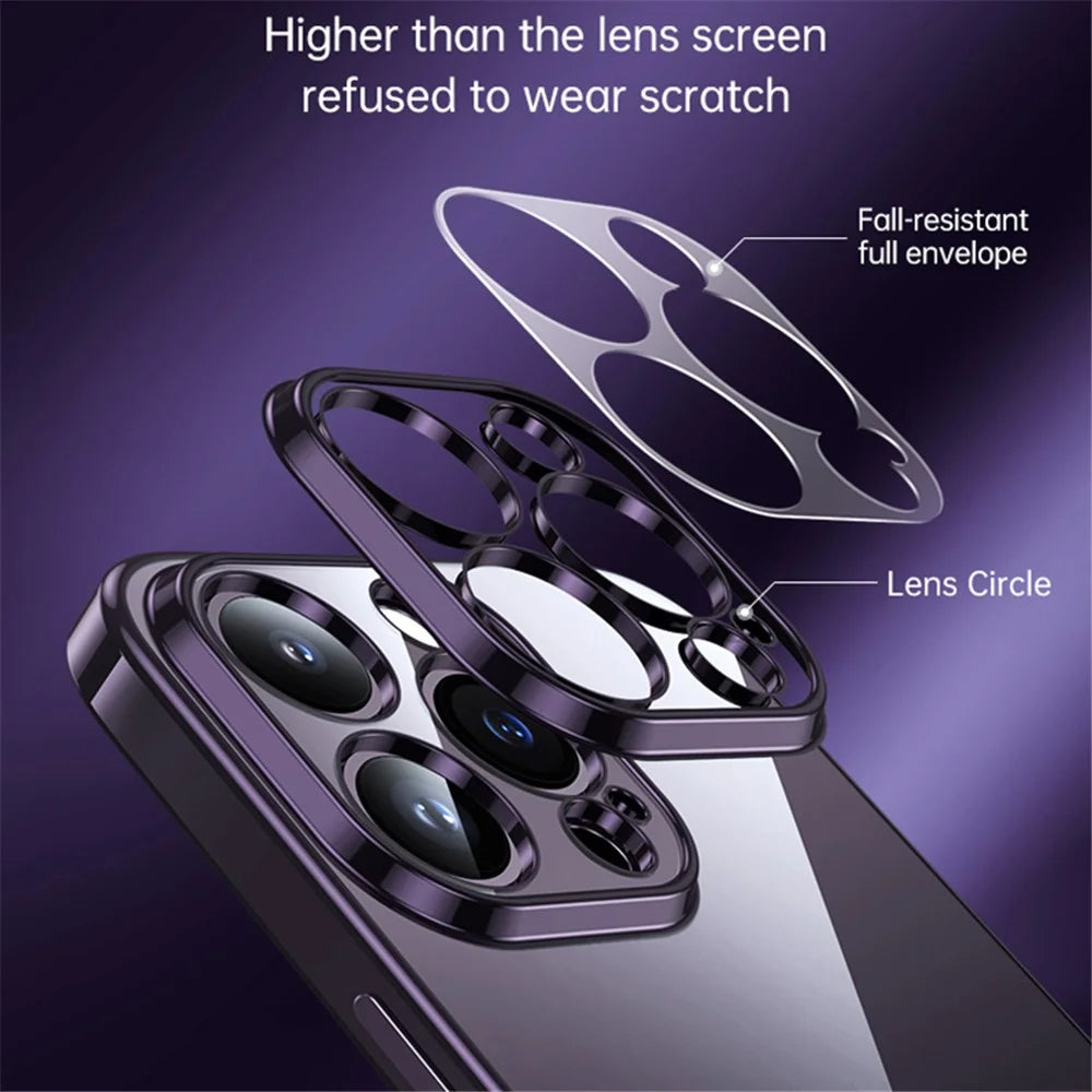 SULADA For iPhone 15 Pro TPU Back Cover Electroplating Straight Edge Clear Phone Case - Purple - 2