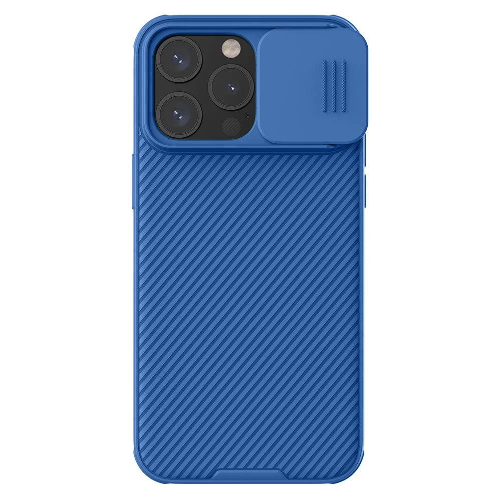 NILLKIN CamShield Pro Series for iPhone 15 Pro PC+TPU Phone Case Slide Camera Shield Cover - Blue - 1