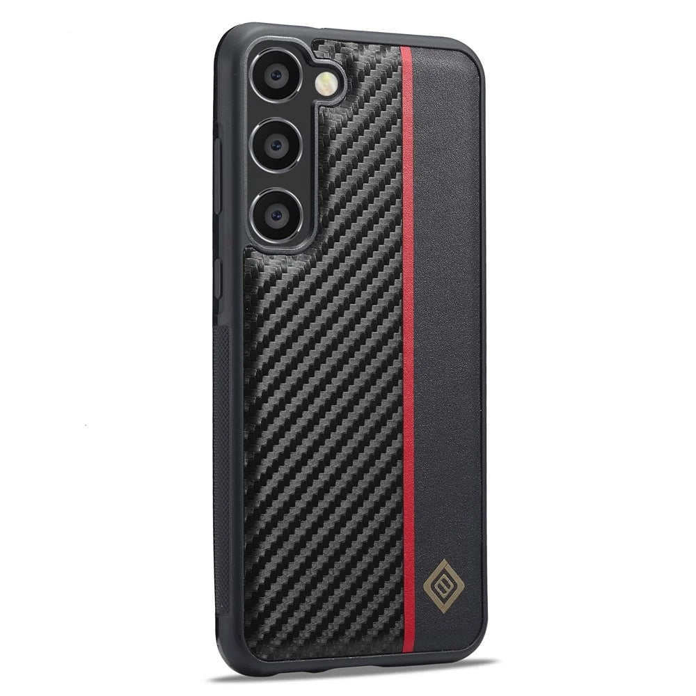 LC.IMEEKE For Samsung Galaxy S23 FE Carbon Fiber Texture Cover Phone PU Leather+TPU+EVA Shockproof Case - 3