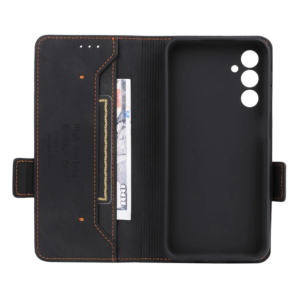 For Samsung Galaxy F34 5G / M34 5G PU Leather Wallet Phone Case Hardware Decor Anti-drop Stand Cover - Black - 4