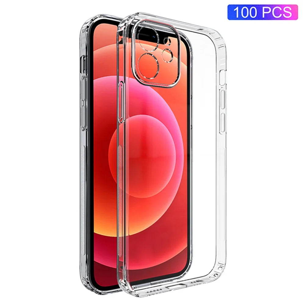 100PCS For iPhone 12 6.1 inch HD Transparent Clear Phone Shell Anti-Scratch Cover Hard Plastic Phone Case - 1