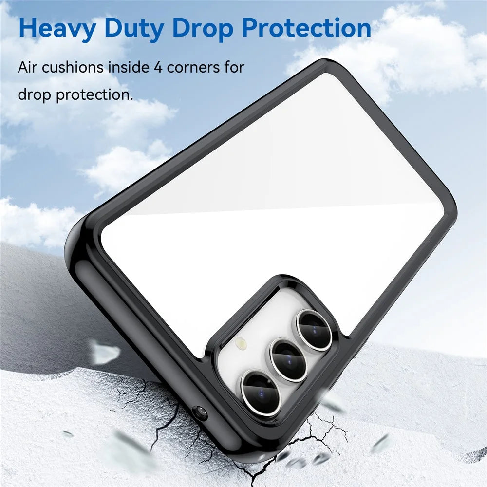 For Samsung Galaxy S23 FE Drop-proof Back Cover TPU+Acrylic Anti-scratch Phone Case - Black - 2