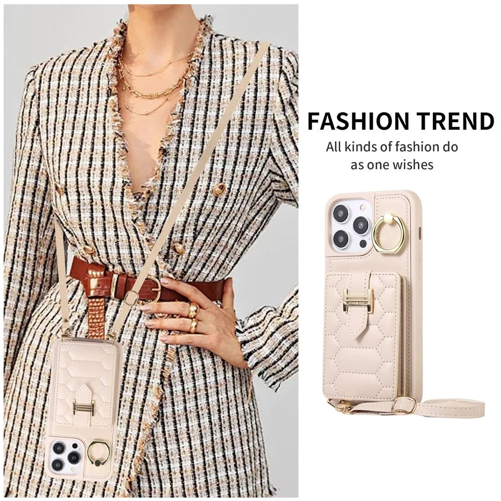 For iPhone 15 Kickstand Phone Cover Case Slim-Fit PU Leather+TPU Card Holder Cell Phone Shell - Beige - 2