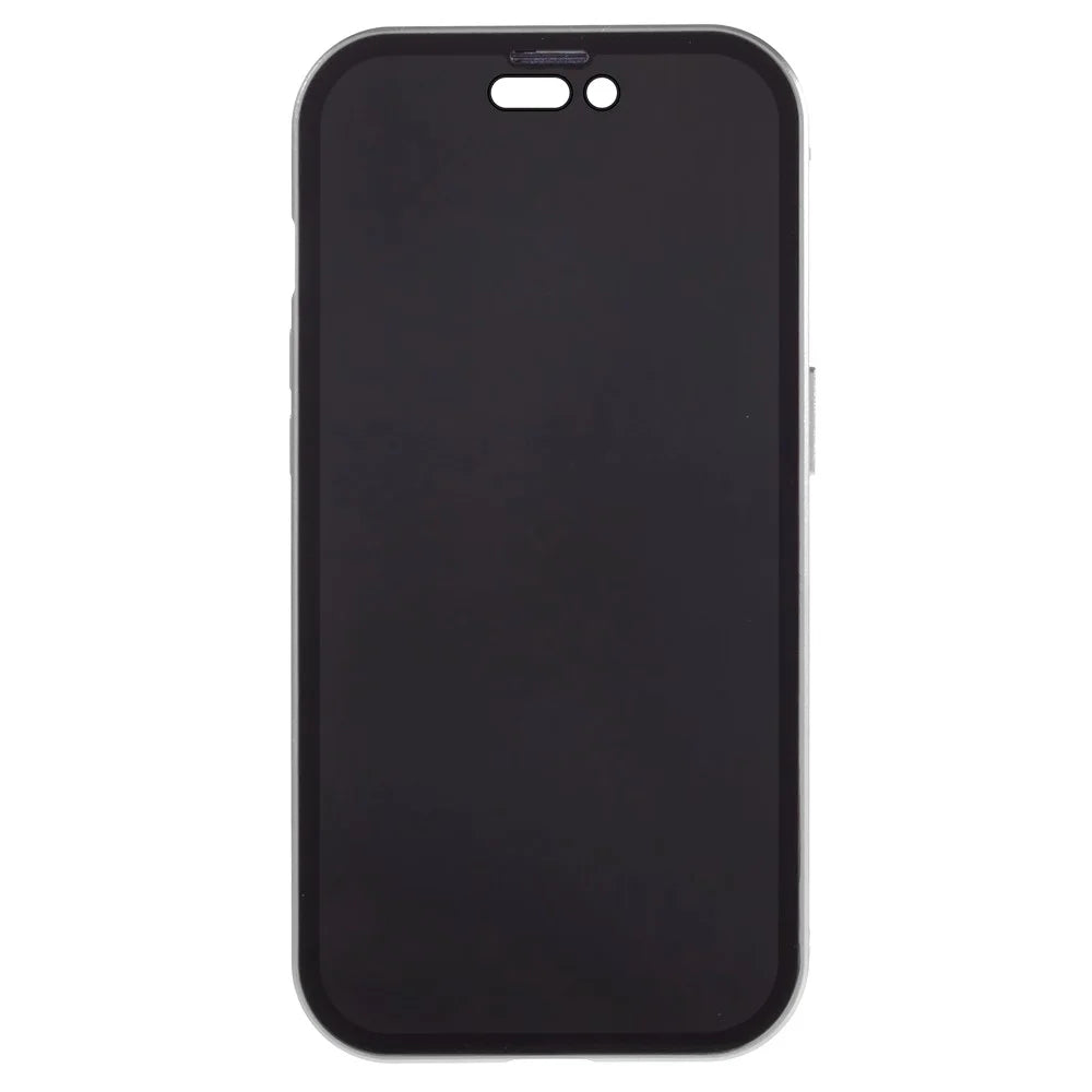 For iPhone 15 Plus Anti-Spy Phone Case Magnetic Adsorption Metal Frame + Double-sided Tempered Glass Shockproof Cover - Silver - 4