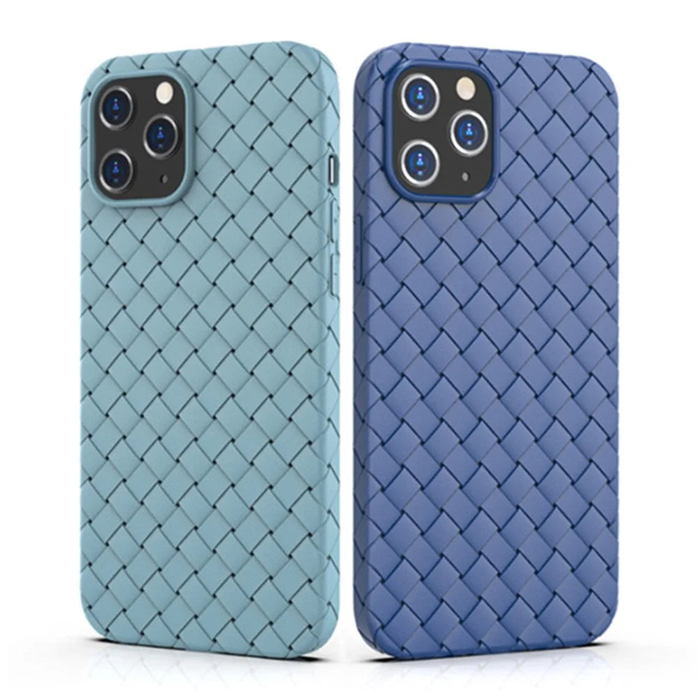 For iPhone 15 Soft TPU Shockproof Cover Woven Texture Heat Dissipation Phone Case - Black - 2