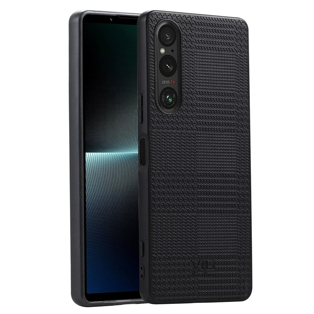 VILI TH Series for Sony Xperia 10 V Phone Case PU Leather Coated PC+TPU Phone Back Cover - Black - 1