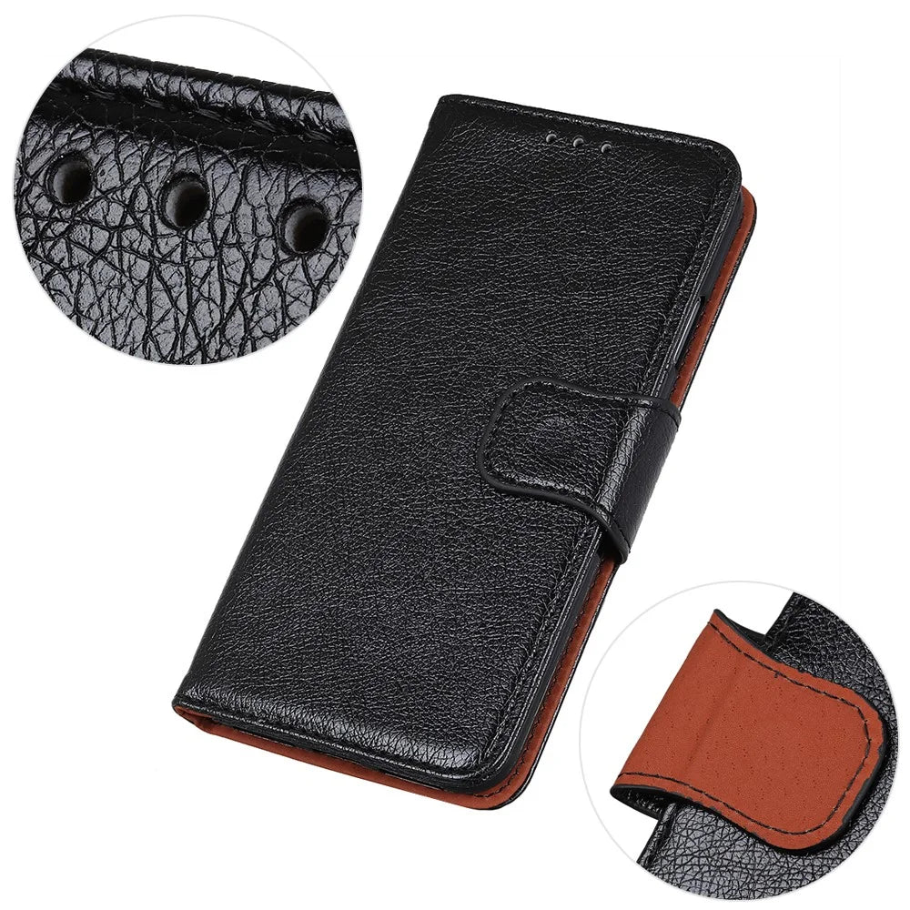 For OnePlus Ace 2 Pro 5G Phone Case Nappa Texture Phone Cover Split Leather Wallet Stand Shell - Black - 4