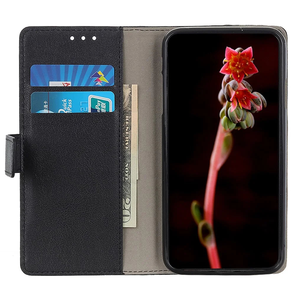 For OnePlus Ace 2 Pro 5G Textured Phone Cover PU Leather Wallet Stand Case - Black - 2