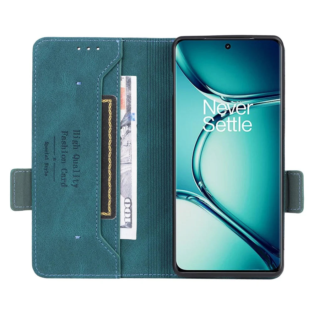 For OnePlus Ace 2 Pro 5G Cell Phone Case Shockproof Hardware Decor Stand Wallet PU Leather Cover - Blue - 2
