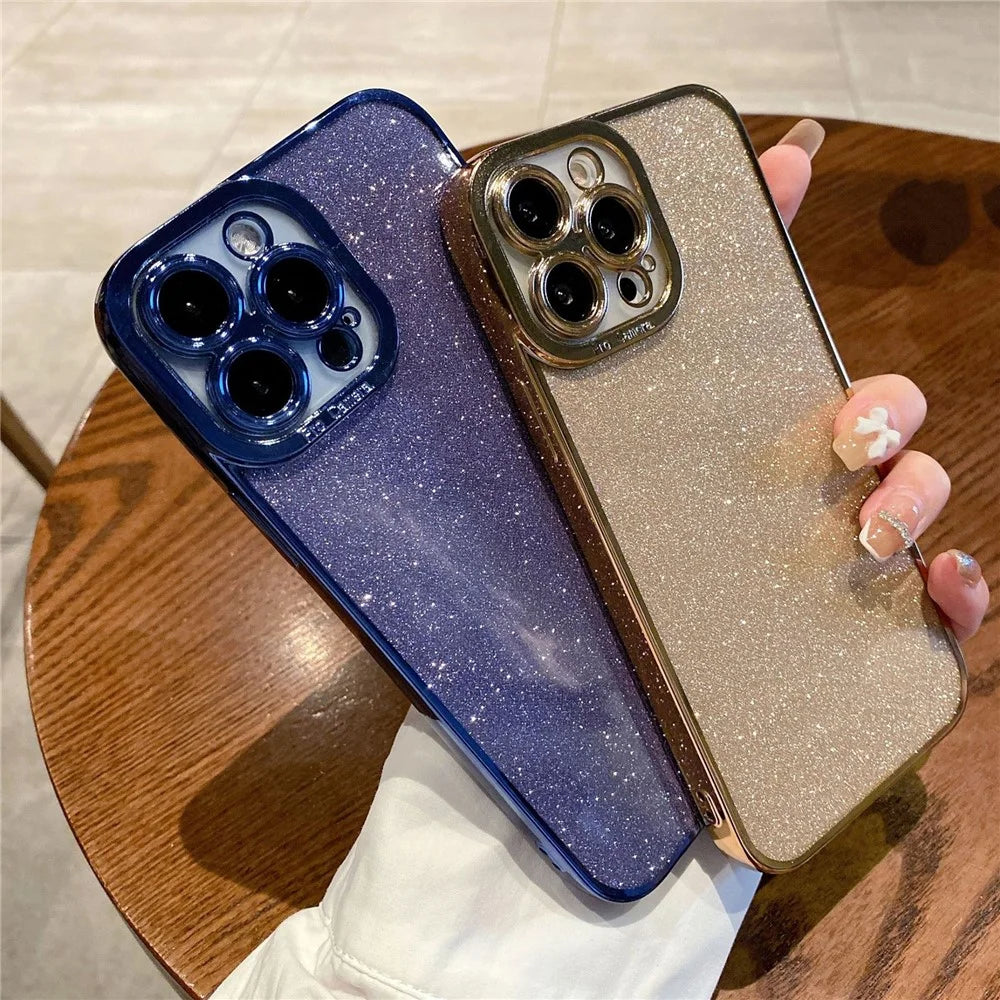 Electroplating TPU Case for iPhone 15 Pro Glitter Detachable Soft Mobile Phone Protective Cover - Gold - 3