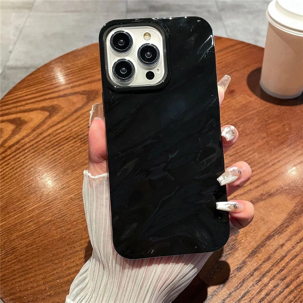Simple Style Wave Pattern Slim Case for iPhone 15 Protective Soft TPU Phone Cover - Black - 1