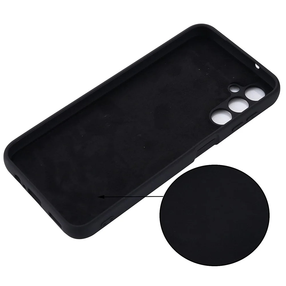 Liquid Silicone Phone Case for Samsung Galaxy F34 5G / M34 5G , Soft Lining Shockproof Phone Cover Shell - Black - 6