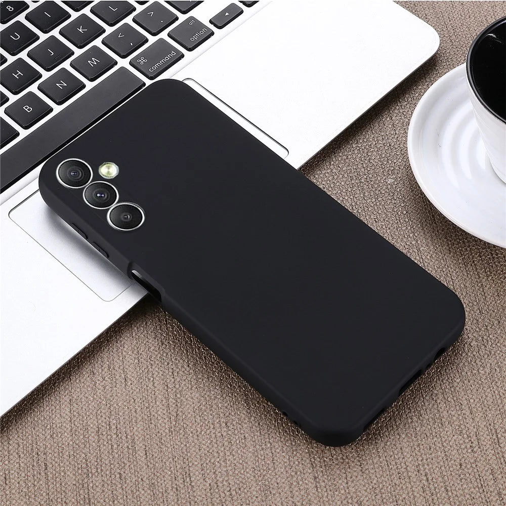 Liquid Silicone Phone Case for Samsung Galaxy F34 5G / M34 5G , Soft Lining Shockproof Phone Cover Shell - Black - 7