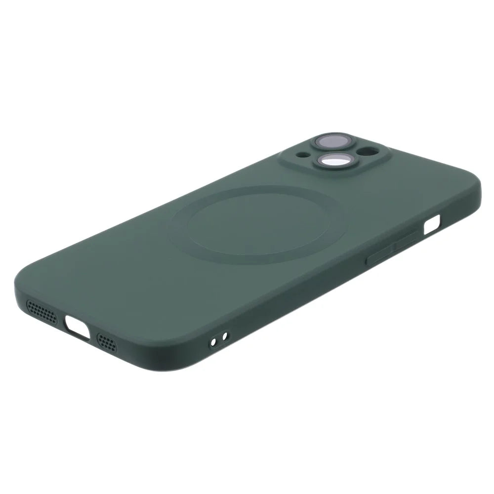For iPhone 13 Magnetic Phone Case Compatible with MagSafe Anti-Scratch Liquid Silicone Cover with Camera Lens Protector - Green - 3