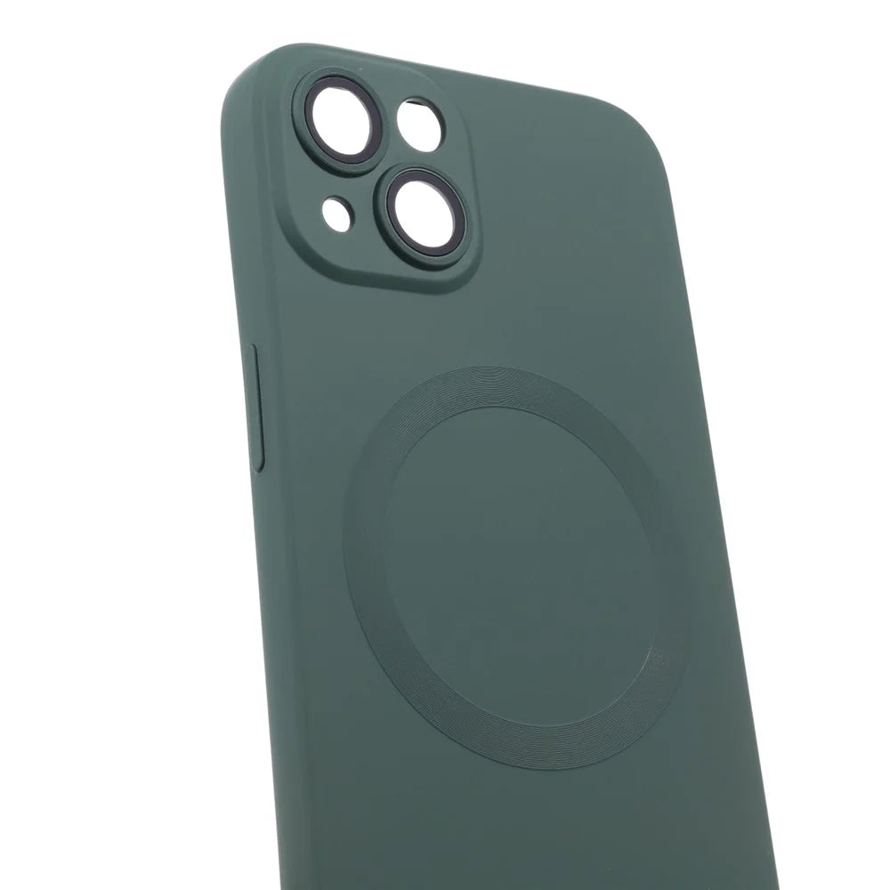 For iPhone 13 Magnetic Phone Case Compatible with MagSafe Anti-Scratch Liquid Silicone Cover with Camera Lens Protector - Green - 5