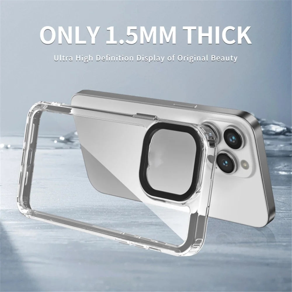 Crystal Clear Phone Case for iPhone 15 Plus , Shockproof TPU + PC Mobile Phone Cover - Transparent - 2