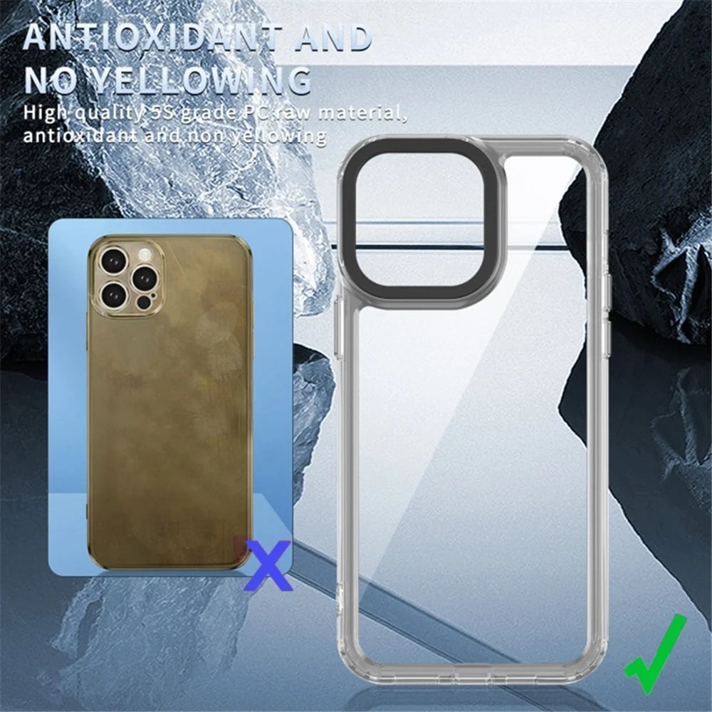 For iPhone 15 Pro Crystal Clear Cell Phone Case TPU + PC Mobile Phone Cover - Transparent - 4