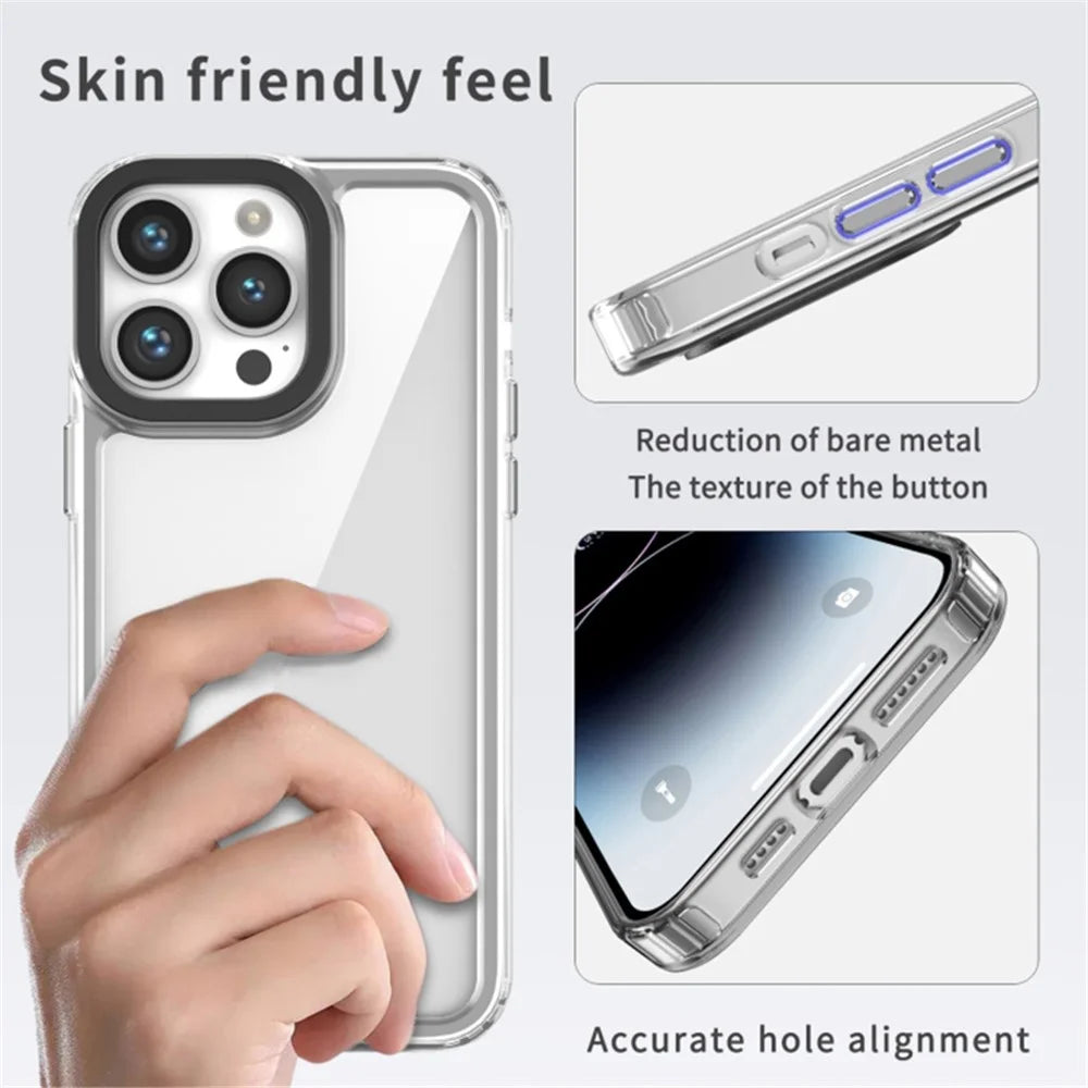 For iPhone 15 Pro Crystal Clear Cell Phone Case TPU + PC Mobile Phone Cover - Transparent - 5