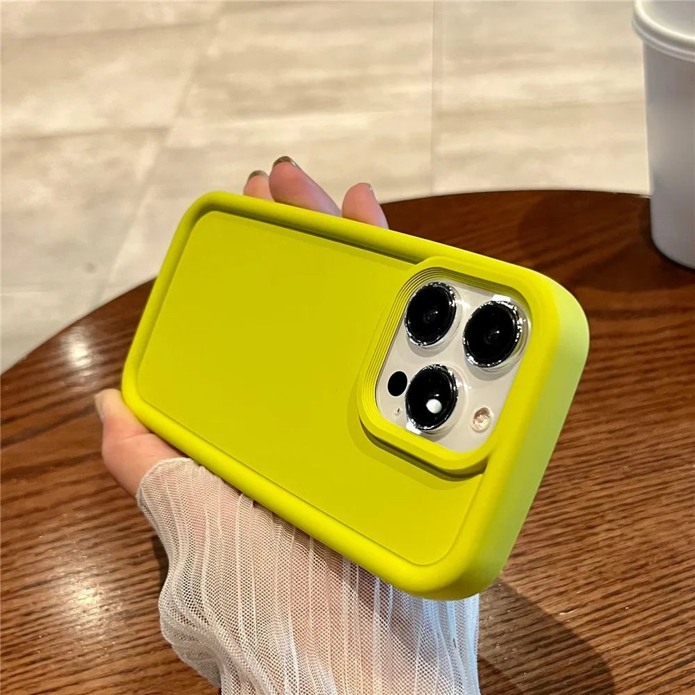 For iPhone 15 Plus Anti-Scratch Silicone Phone Case Flexible Cell Phone Back Cover Shell - Warm Yellow - 1