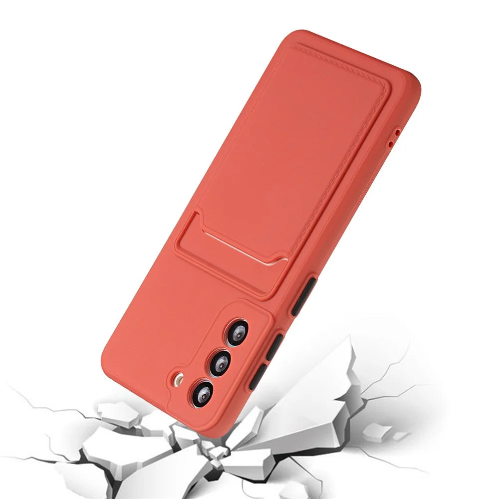 For Samsung Galaxy S23 FE Drop-proof Card Holder Back Cover Soft TPU Phone Case - Rose - 3
