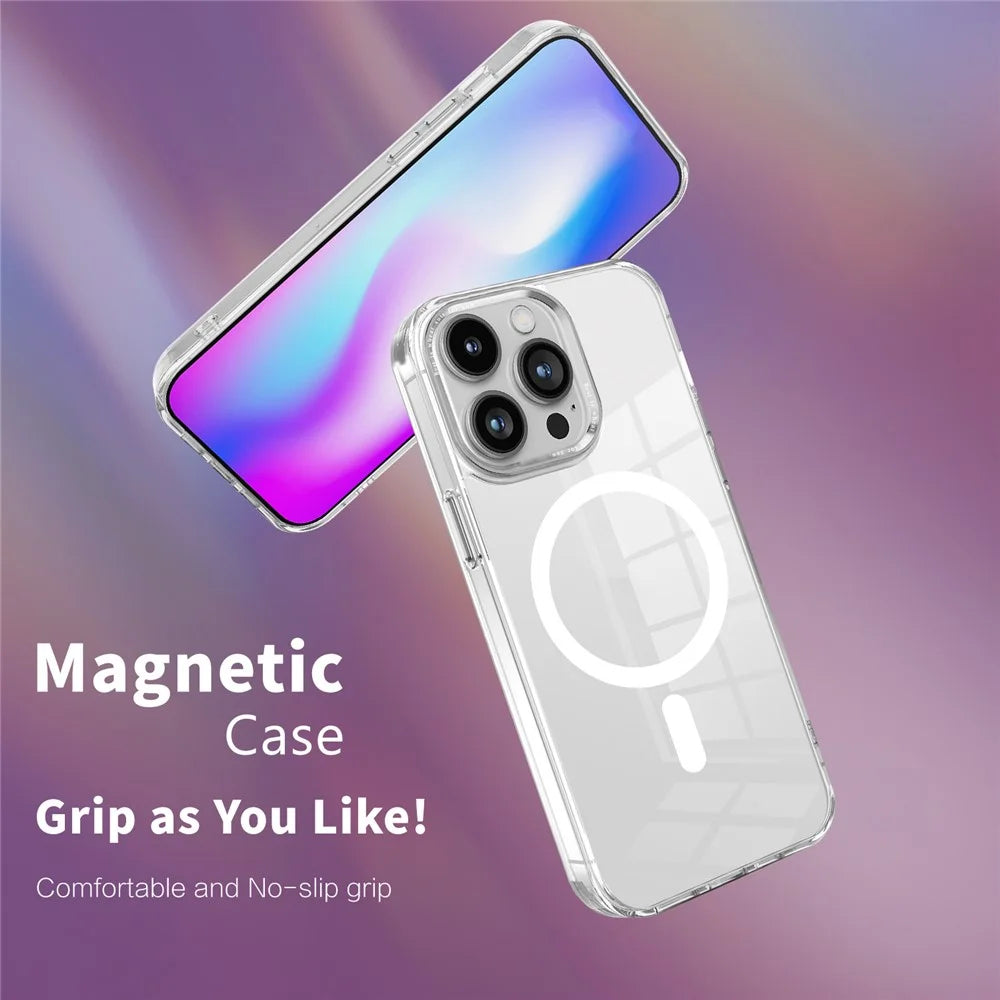Magnetic Phone Cover for iPhone 13 Pro , PC + TPU Transparent Case Compatible with MagSafe - Purple - 7