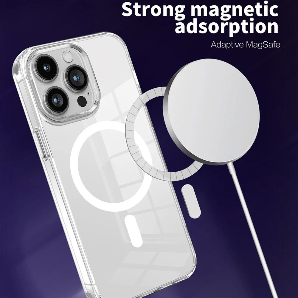 For iPhone 15 Pro Max Compatible with MagSafe Phone Case PC + TPU Transparent Cellphone Cover - Purple - 6
