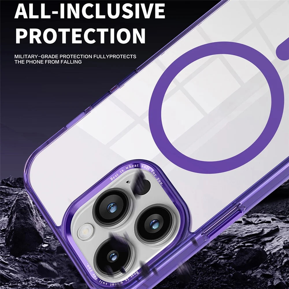 Compatible with MagSafe Phone Case for iPhone 14 Pro Max , PC + TPU Crystal Clear Phone Cover  - Purple - 3