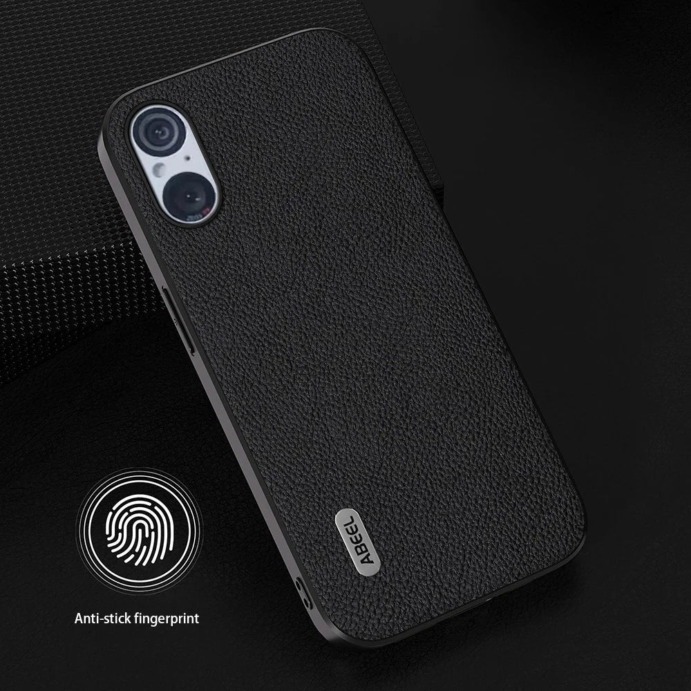 ABEEL For Sony Xperia 5 V Phone Cover Litchi Texture Cowhide Leather Coated PC+TPU Case - Black - 2