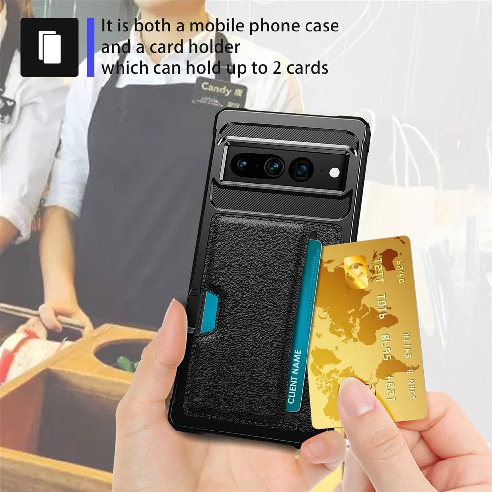 Back Case for Google Pixel 8 Pro , ZM02 PU Leather+TPU Card Holder Four Corners Anti-drop Phone Shell - 5
