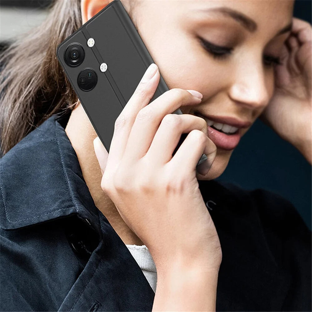 Stand Phone Cover for OnePlus Nord 3 5G / Ace 2V , TPU+PU Leather Card Holder Phone Case - Black - 6