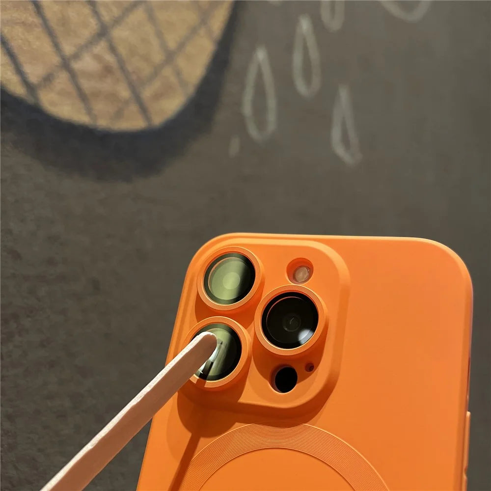 For iPhone 12 Pro Max Magnetic Phone Case Compatible with MagSafe Liquid Silicone Anti-Scratch Cover with Lens Film - Black - 5