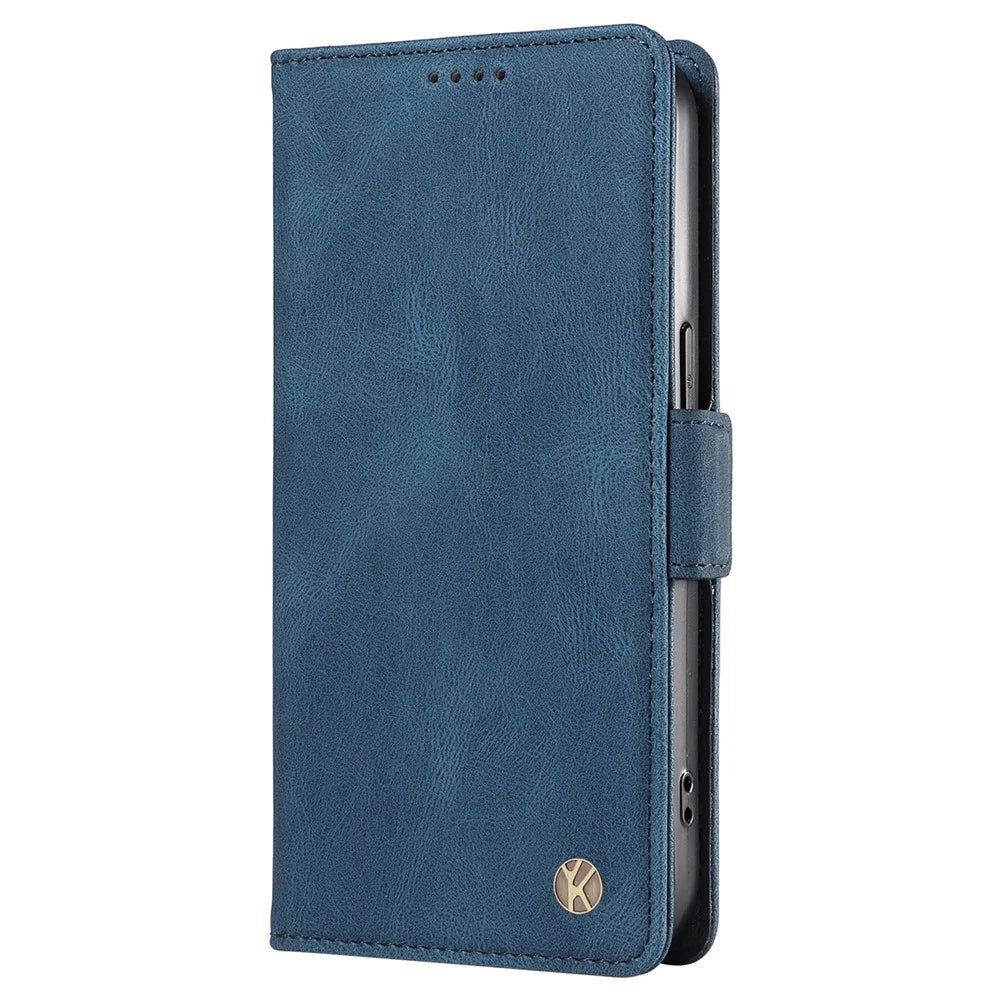 YIKATU YK-005 PU Leather Wallet Case for iPhone 12 / 12 Pro , Skin-touch Stand Magnetic Closure Phone Cover - Blue - 7