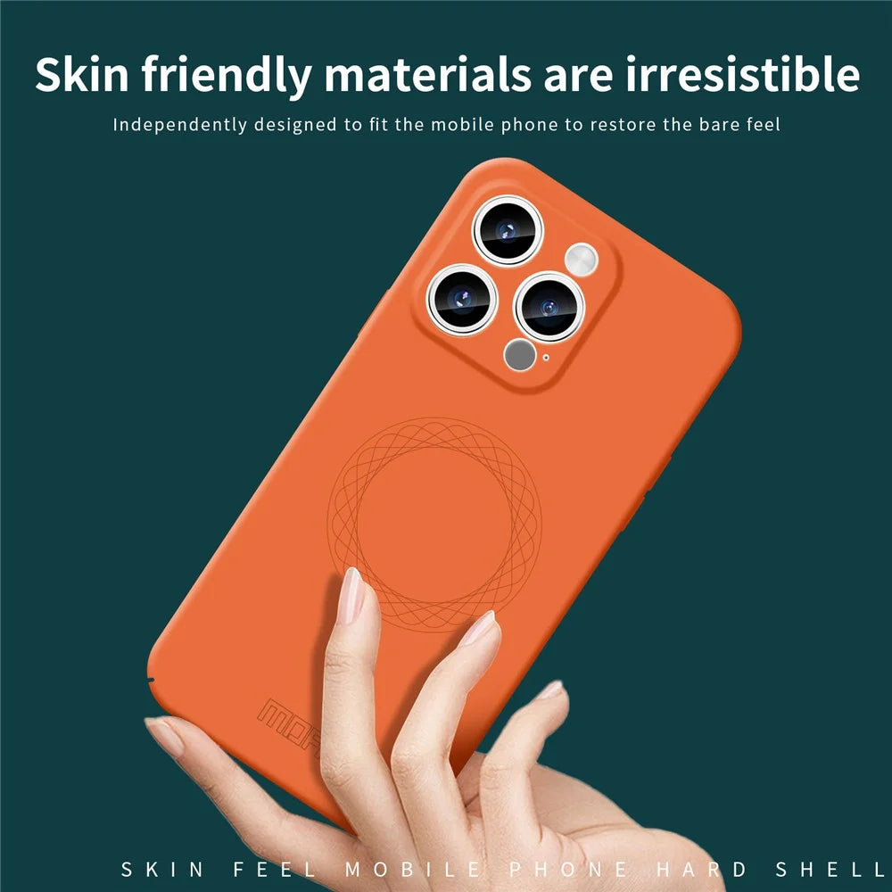 MOFI JK Qin Series Ring Pattern Printing Phone Case for iPhone 15 Pro Max Skin-Touch Matte Acrylic+TPU Shockproof Cover - Orange - 5