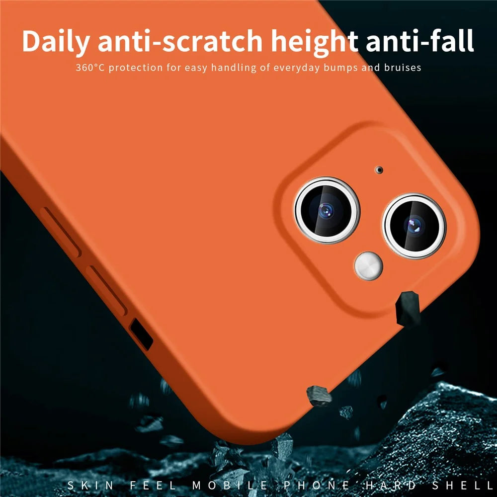 MOFI JK Qin Series Ring Pattern Printed Shockproof Case for iPhone 15 Matte Skin-Touch Acrylic+TPU Phone Cover - Orange - 5