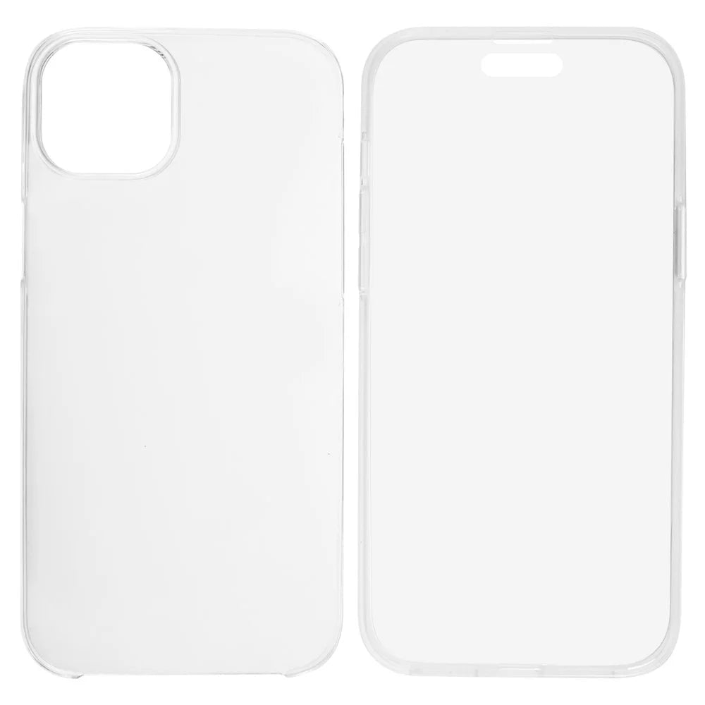 For iPhone 15 Clear Case TPU Frame+Acrylic Back+PET Screen Protector Phone Cover - 1
