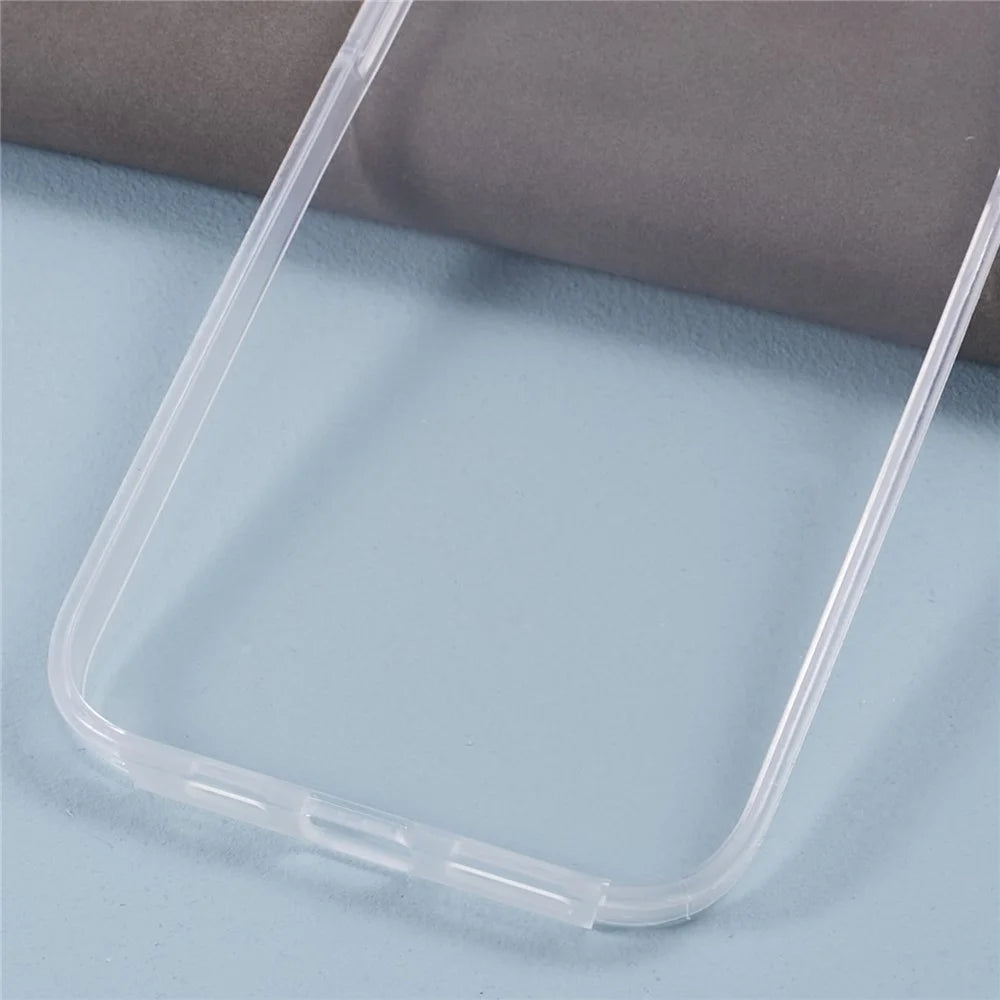 For iPhone 15 Clear Case TPU Frame+Acrylic Back+PET Screen Protector Phone Cover - 6