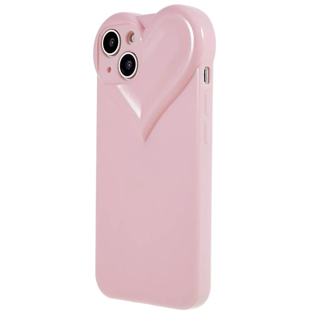 Dustproof TPU Shell for iPhone 15 , Heart Shaped Camera Protection Cell Phone Case - Pink - 2
