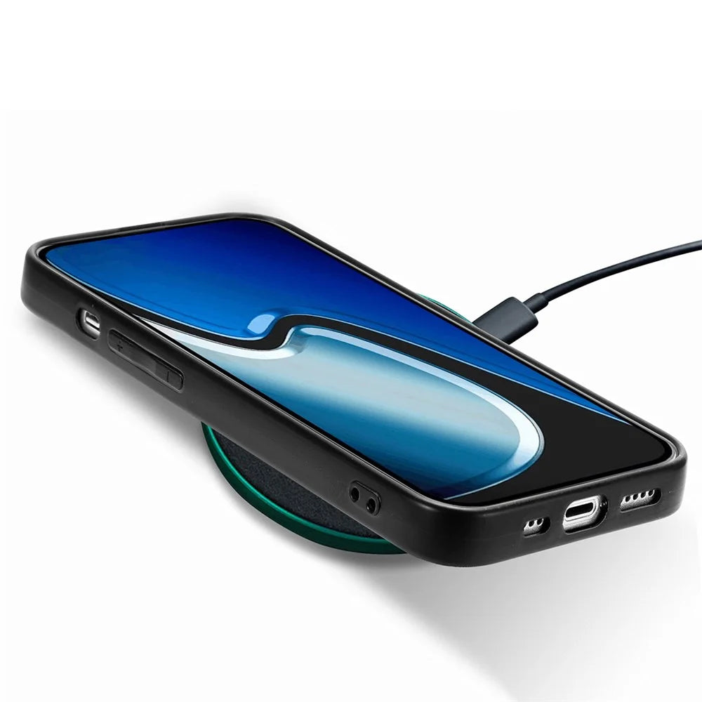 ENKAY HAT PRINCE Carbon Fiber Case for iPhone 14 Leather+PC Phone Cover with High Aluminium-silicon Glass Film - Blue - 4