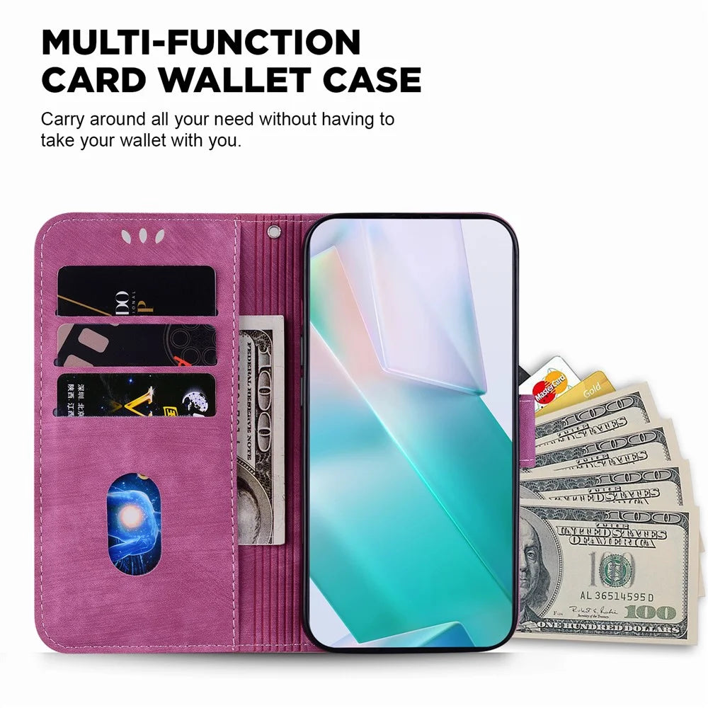 For Samsung Galaxy M34 5G / F34 5G Wallet Stand Leather Case Cute Tiger Imprint Phone Cover - Rose - 2