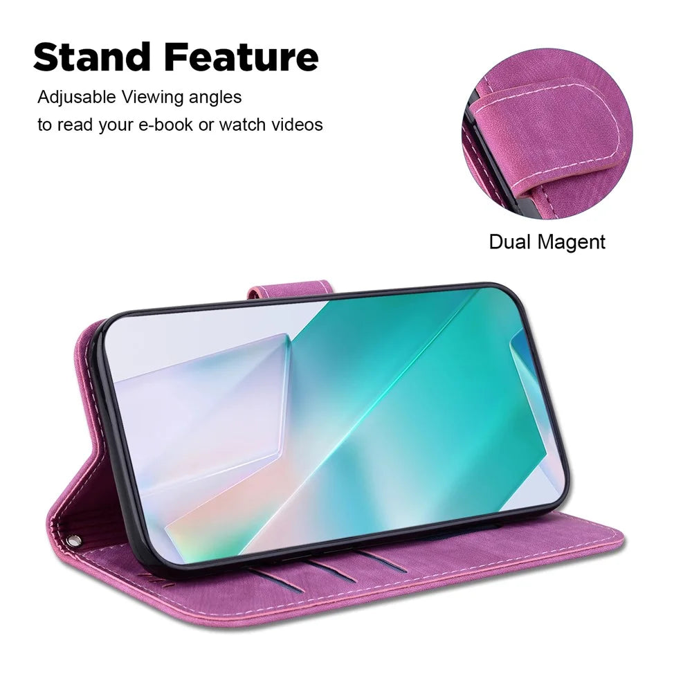 For Samsung Galaxy M34 5G / F34 5G Wallet Stand Leather Case Cute Tiger Imprint Phone Cover - Rose - 3