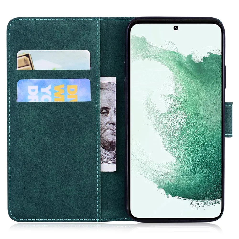 For Samsung Galaxy M34 5G / F34 5G Imprinted Tiger Wallet Cover Slim-Fit PU Leather Stand Phone Case - Green - 2