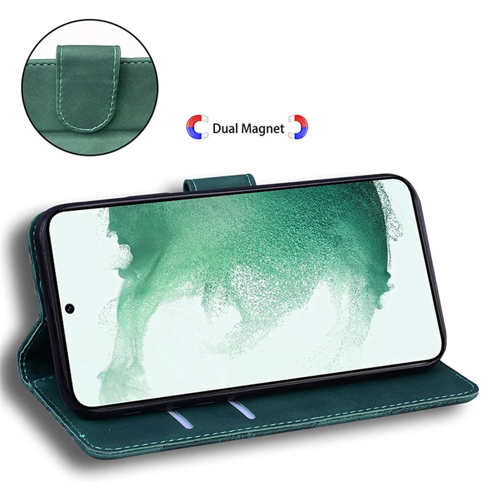 For Samsung Galaxy M34 5G / F34 5G Imprinted Tiger Wallet Cover Slim-Fit PU Leather Stand Phone Case - Green - 3