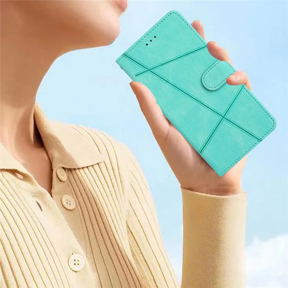For Samsung Galaxy A05 4G Crazy Horse Texture Wallet Case PU Leather Imprinted Lines Phone Stand Cover - Green - 6