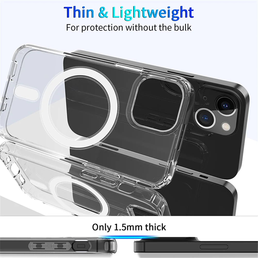 For iPhone 15 Plus Magnetic Case Compatible with Magsafe TPU+Acrylic Anti-drop Phone Cover - 5
