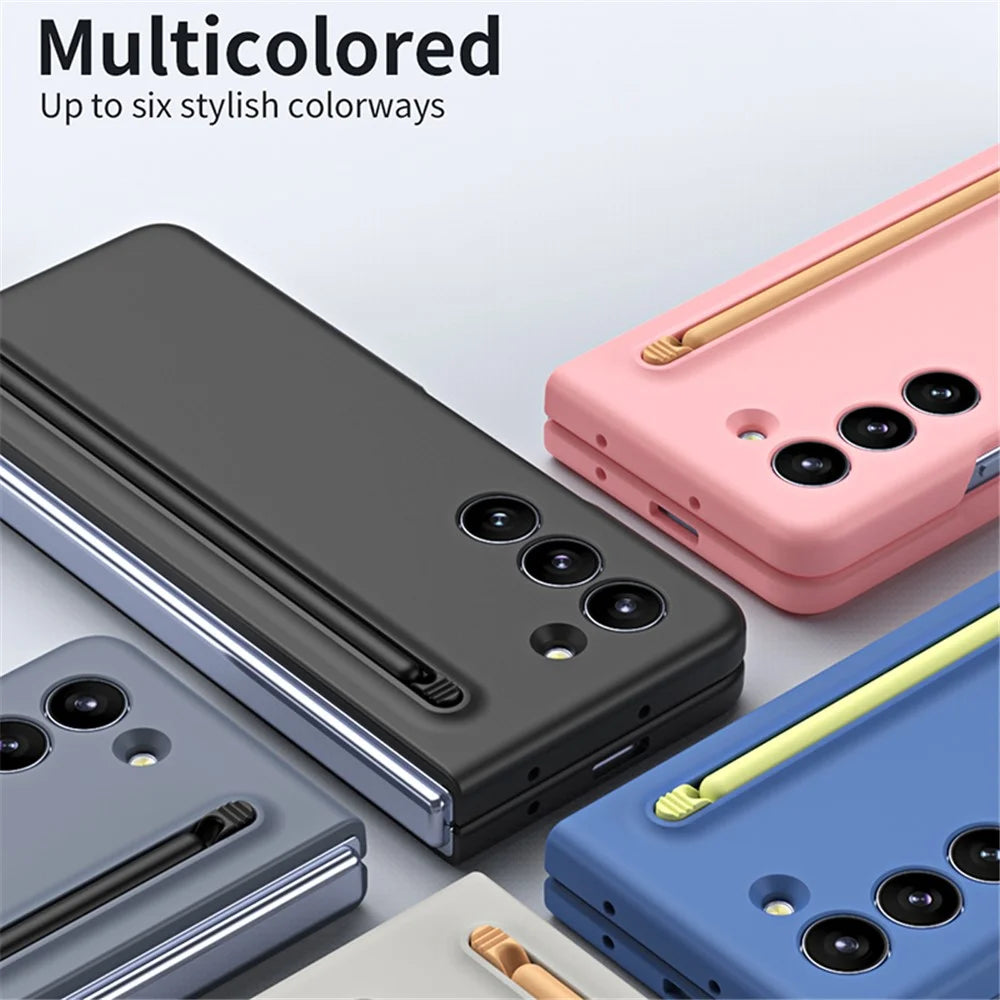 For Samsung Galaxy Z Fold5 5G Case Rubberized PC Phone Cover with Stylus Pen - Sky Blue - 7