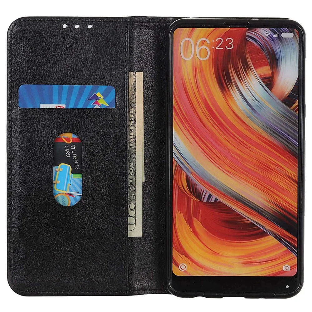 For Samsung Galaxy A05 4G Case Phone Shell Anti-Scratch Split Leather Wallet with Stand Function - Black - 2