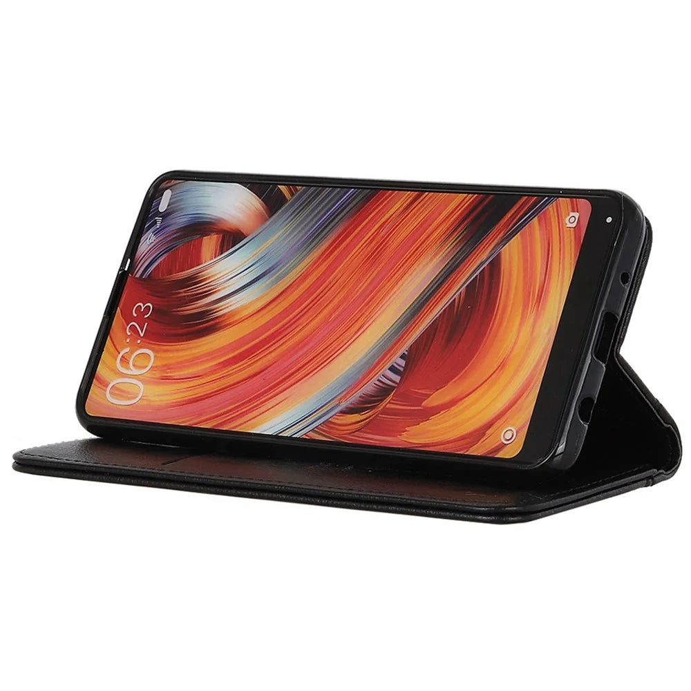 For Samsung Galaxy A05 4G Case Phone Shell Anti-Scratch Split Leather Wallet with Stand Function - Black - 3