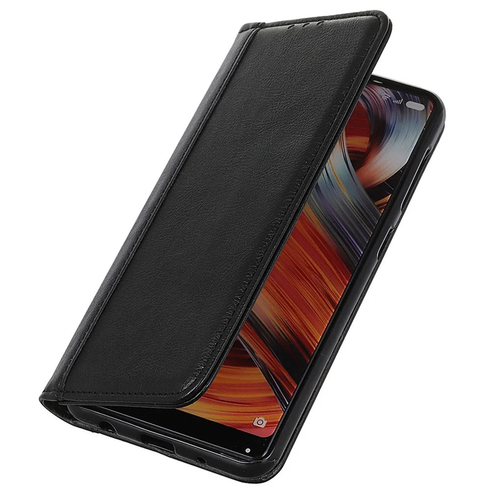 For Samsung Galaxy A05 4G Case Phone Shell Anti-Scratch Split Leather Wallet with Stand Function - Black - 5