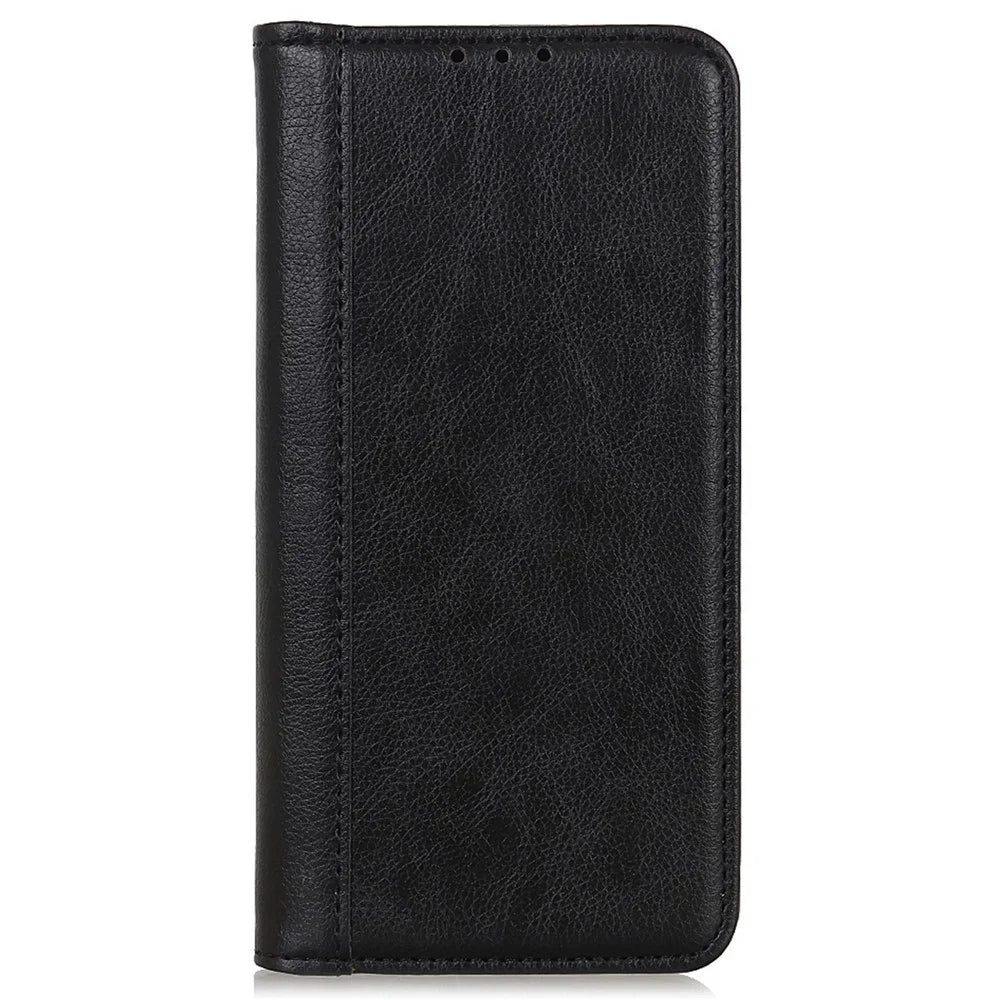 For Samsung Galaxy A05 4G Case Phone Shell Anti-Scratch Split Leather Wallet with Stand Function - Black - 6
